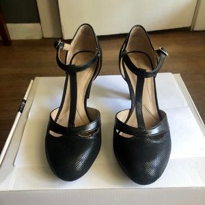 Black t-strap heels